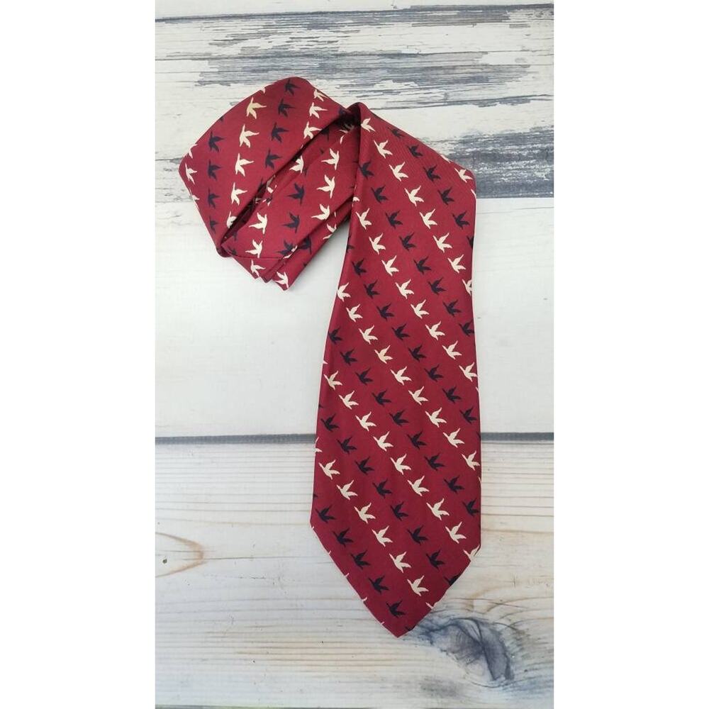 Vintage 40s Silk Necktie Novelty Birds Wide Tie Mid Century Martin & Eckman